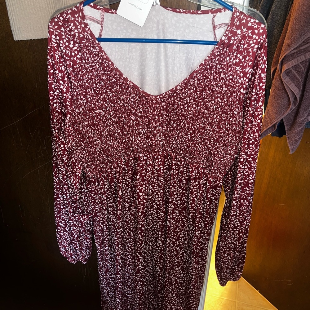 Elegant Maroon Floral Dress